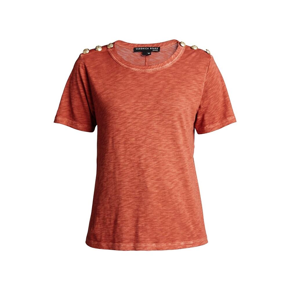 Veronica Beard 'Carla' Orange Button-Trimmed T-Shirt Size S